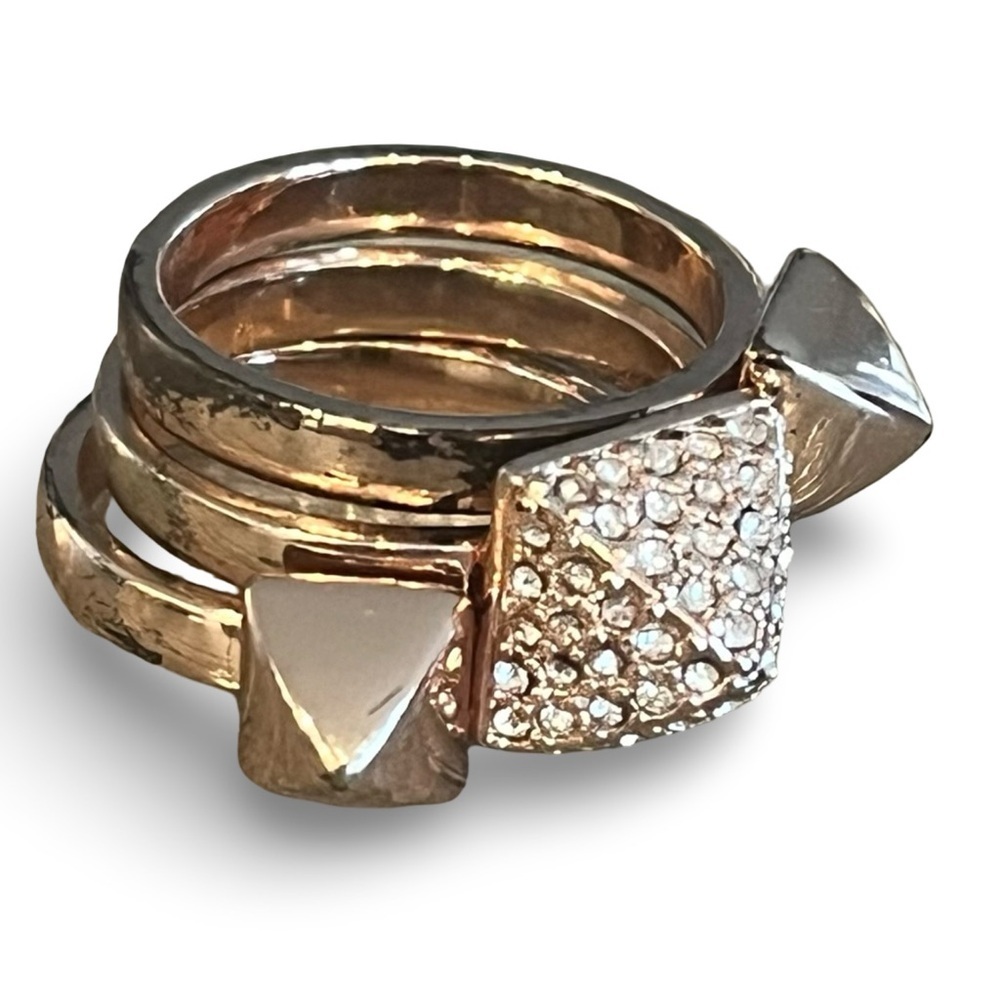 Copper Tone Crystal Stackable Ring Set of 3 size 7